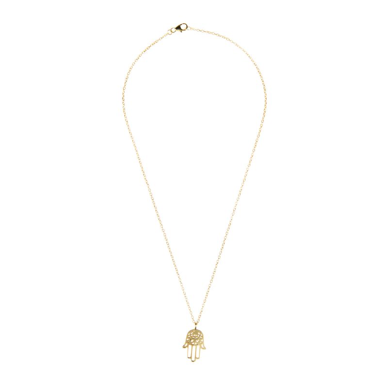 Cosmic Hamsa Necklace Gold image