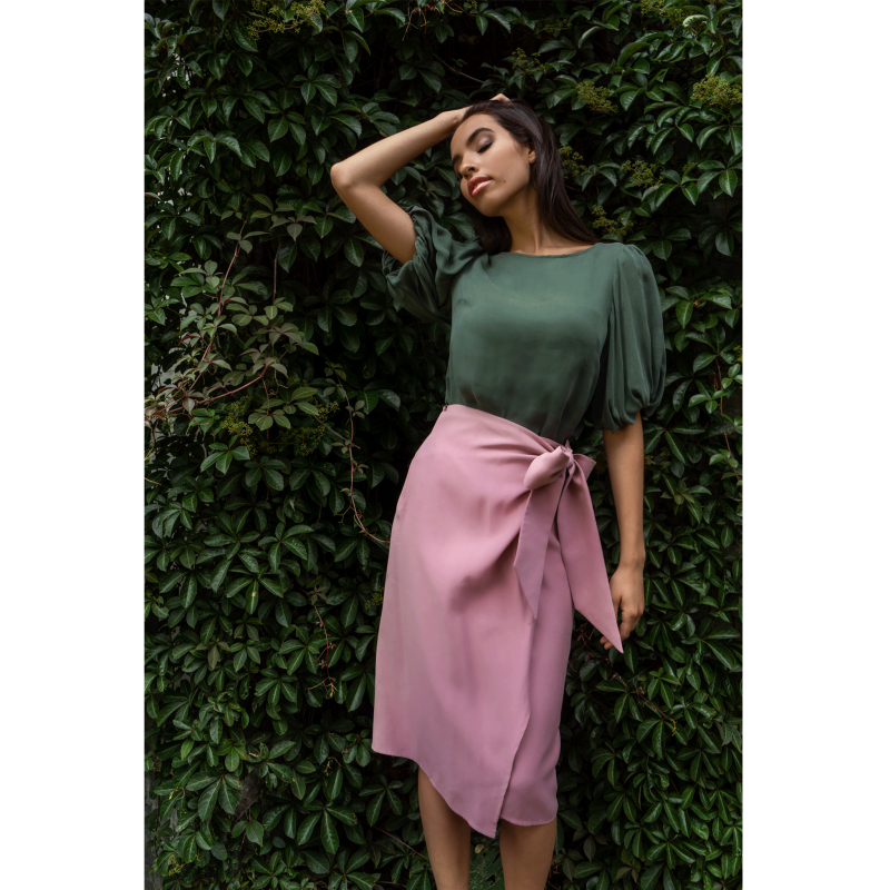 Bow Tie Wrap Skirt (Pink & Purple) image