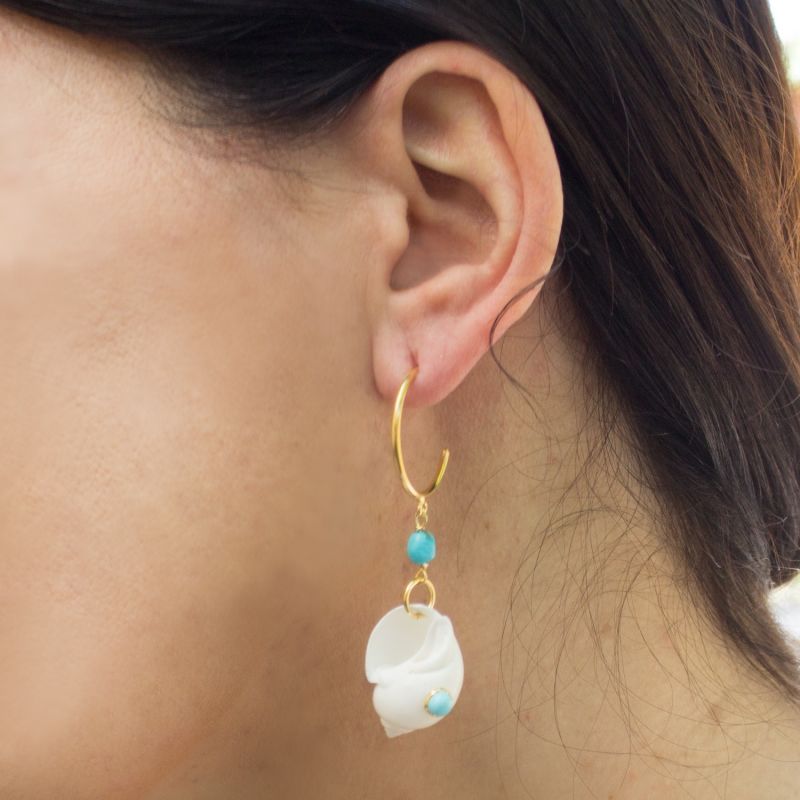 Nassau Shell & Turquoise Hoop Earrings image