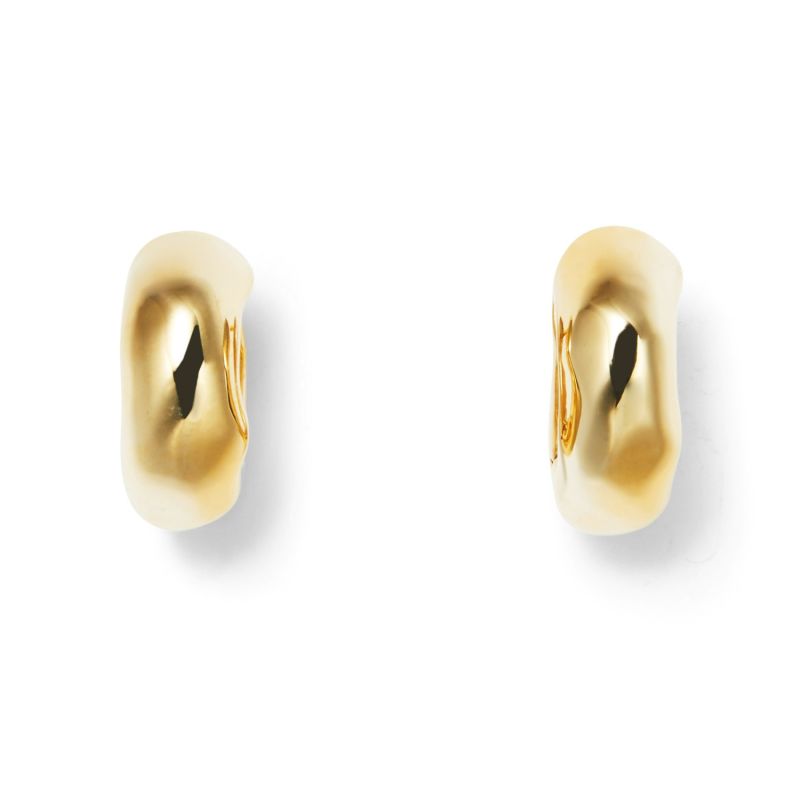 Faceted Hoop Earrings Gold image