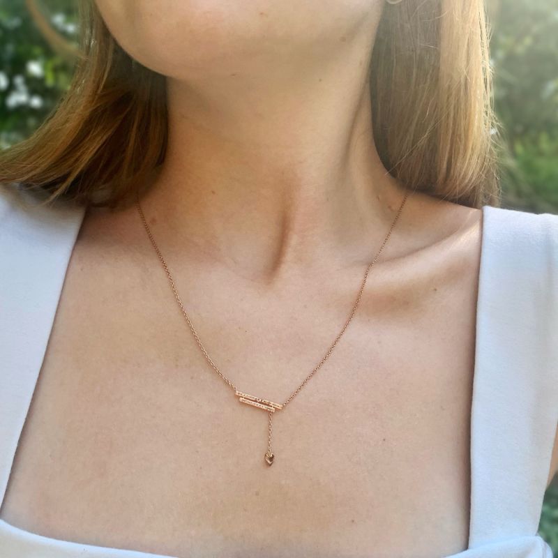 Wrecking Ball Lariat Necklace In 14 Kt Rose Gold Vermeil On Sterling Silver image