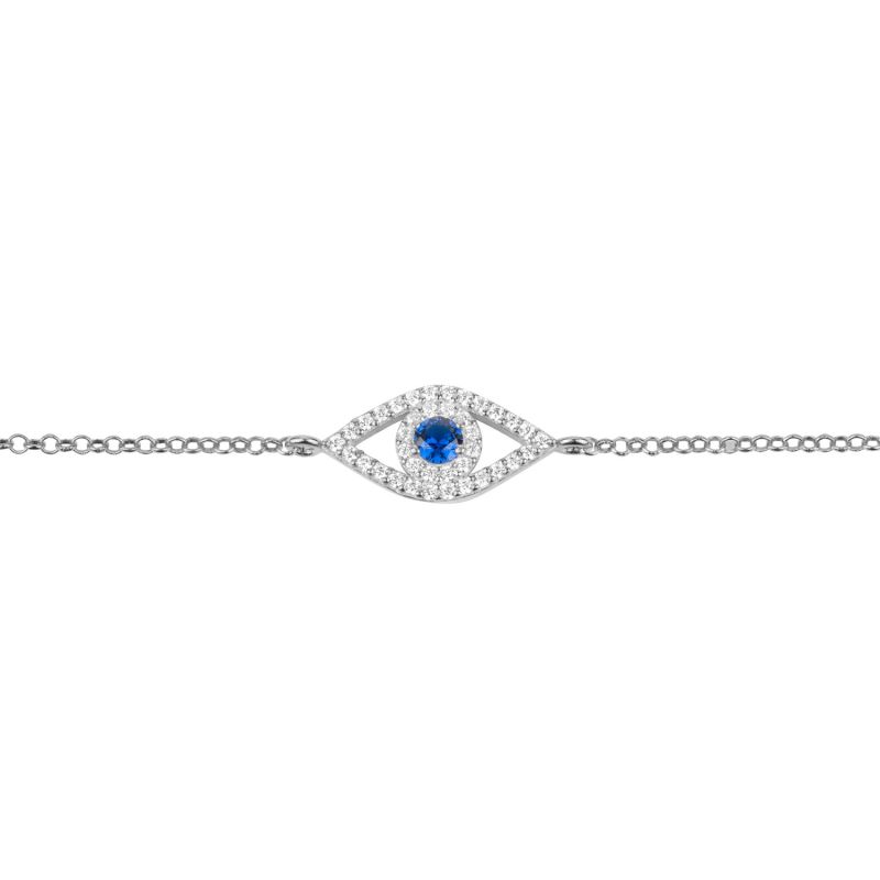 Evil Eye Elliptical Bracelet - Blue Silver image