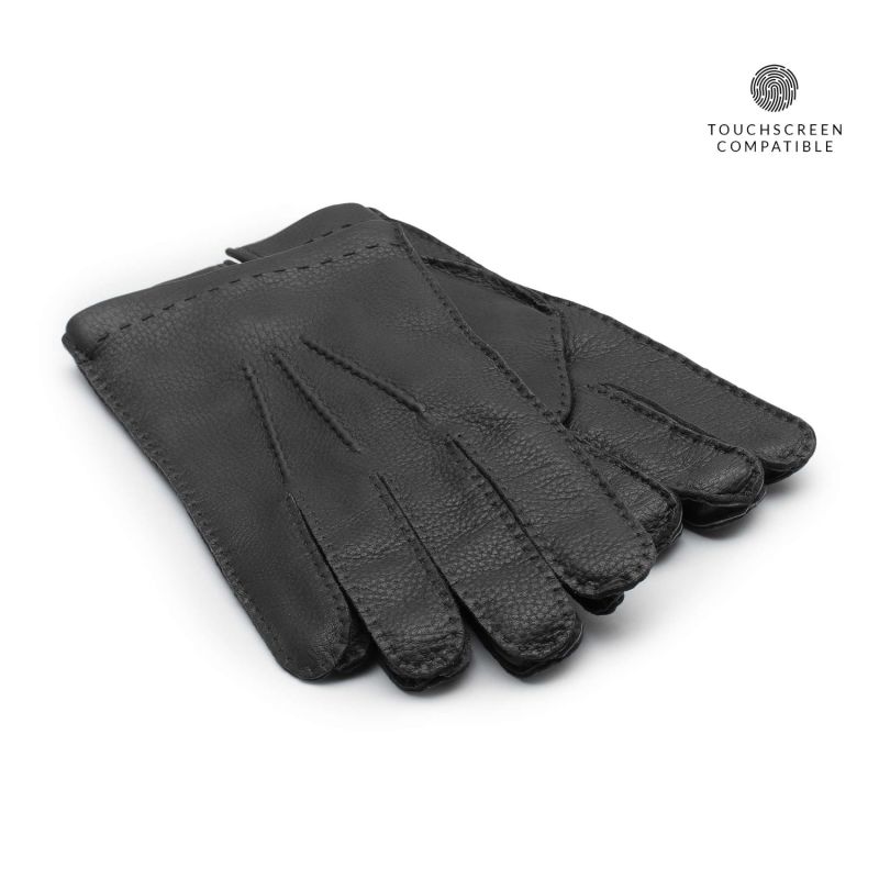 Handmade Deer Touch Leather Gloves Black Pierluigi image