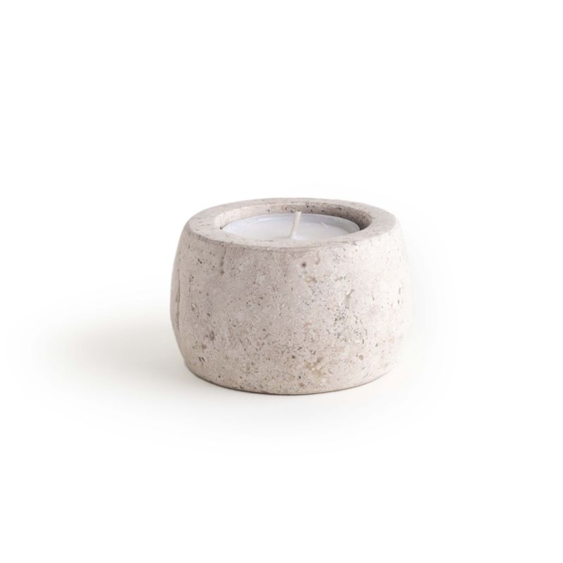 Vaina Candle Holder Medium - Travertine Marble image