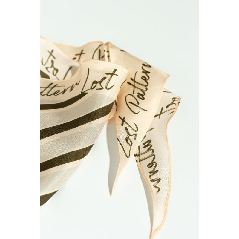 "Stripe" Silk Diamond Neckerchief  Beige image