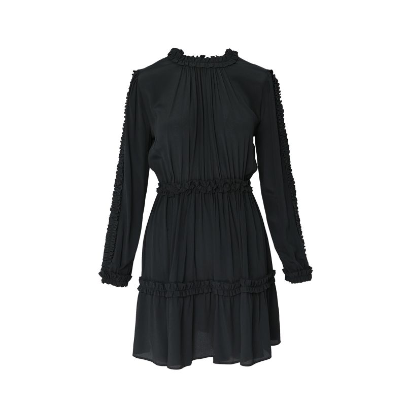 Bella Black Silk Dress With Ruffles image