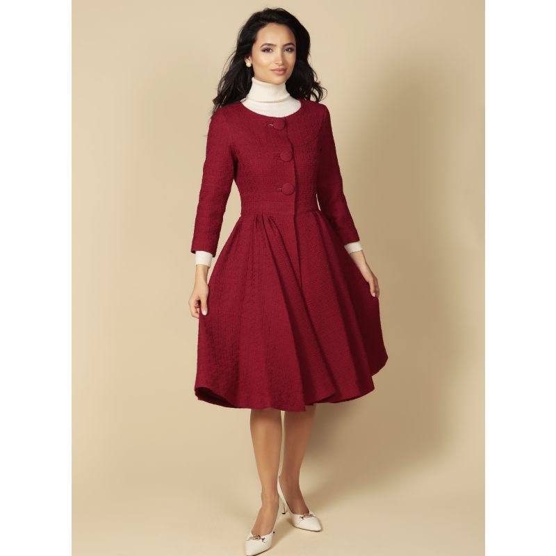 'Lady' Italian Wool Swing Dress Coat In Rosso image