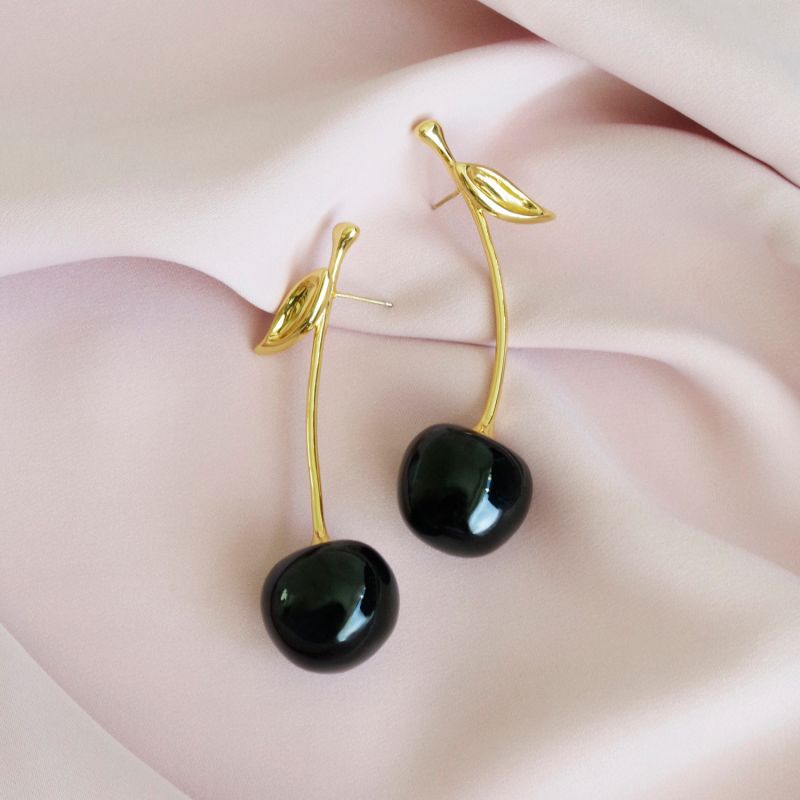 Porcelain Black Cherry Earrings image