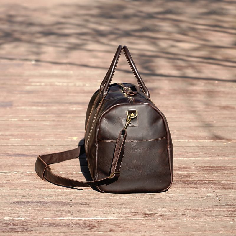 Genuine Leather Holdall - Dark Brown image