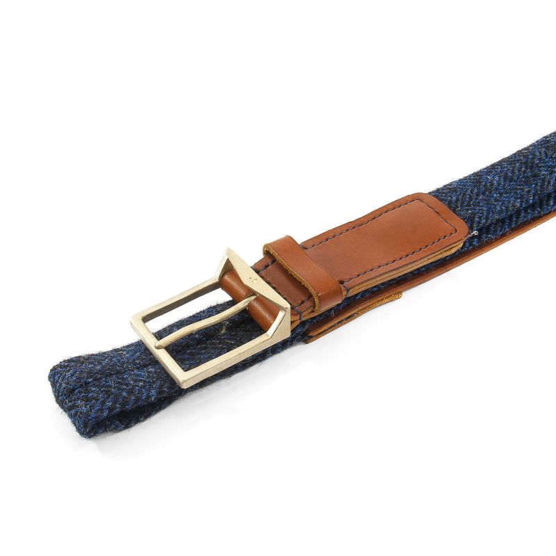 Highland Blue Harris Tweed Calway Leather & Nickel Belt image