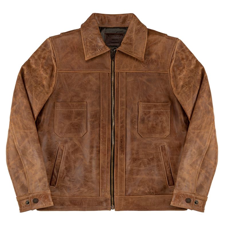 Yellowstone Work Leather Jacket - Brown image