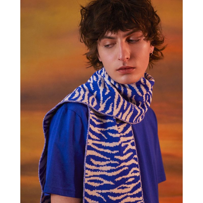 Tiger Wool & Cashmere Scarf Electric Blue image