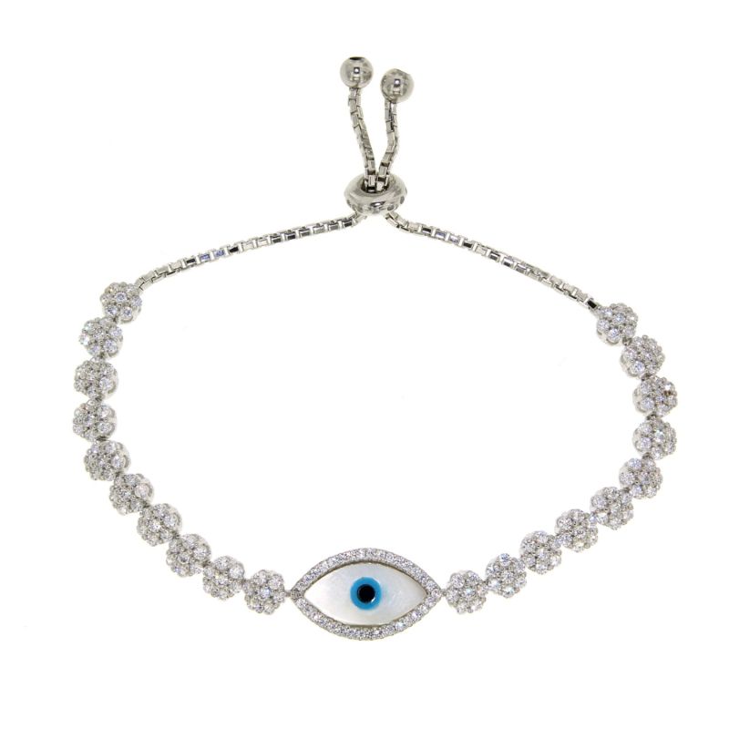 White Mother of Pearl Evil Eye Bracelet image