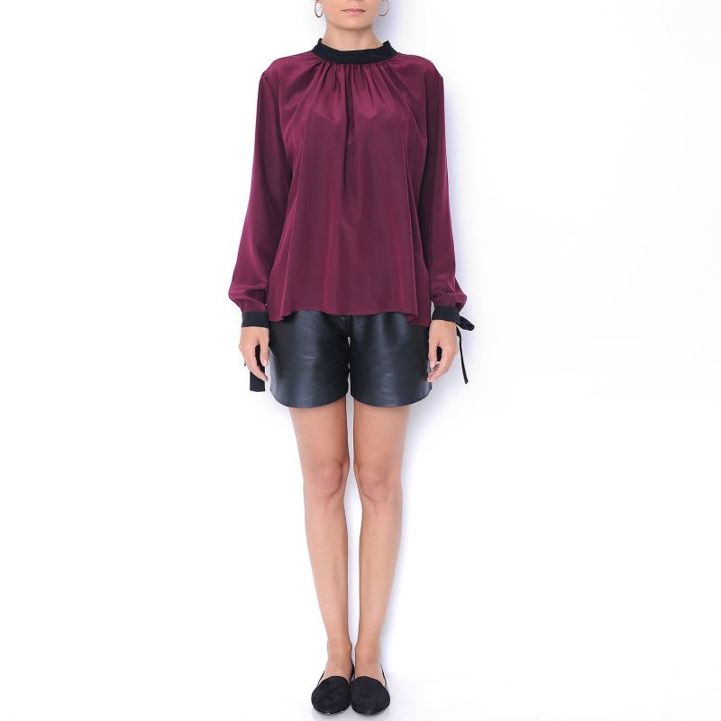 Velvet Silk Blouse With Contrasting Bows image