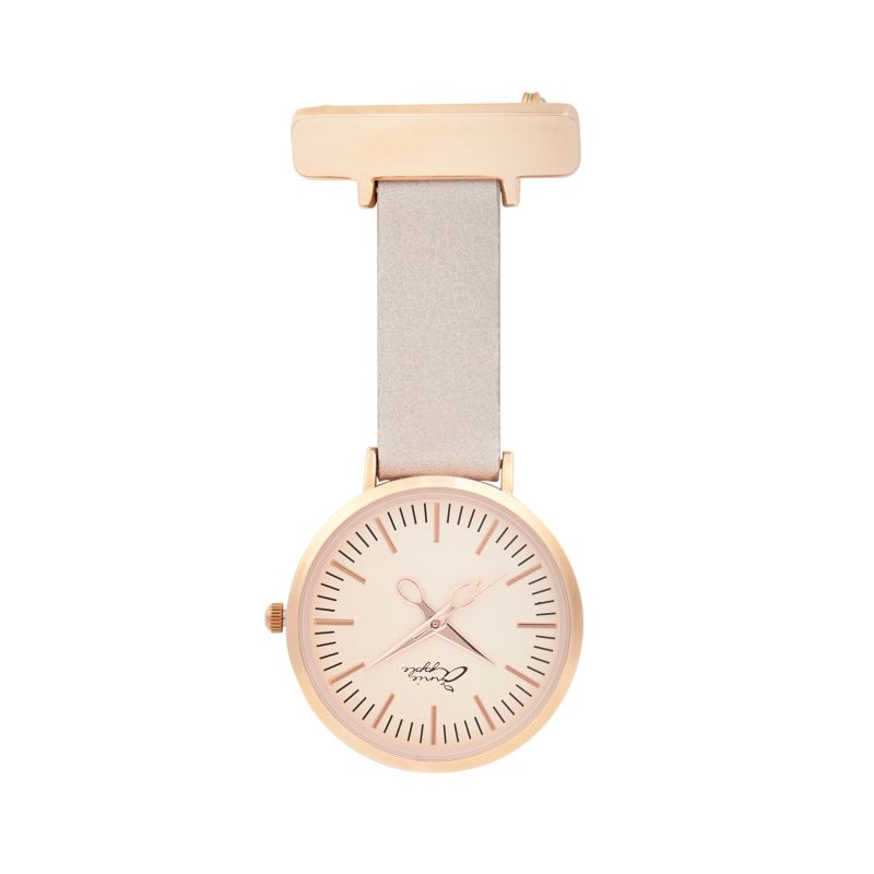 Annie Apple Ivory/Rose Gold/Grey Leather Nurse Fob Watch image