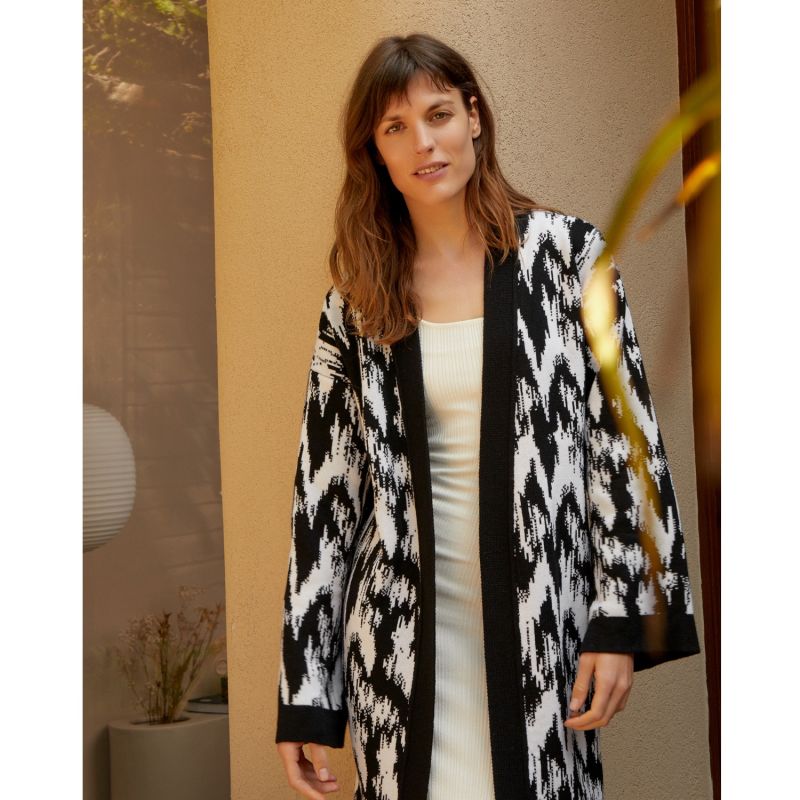 Ikat Organic Cotton Knitted Cardigan Long Women image