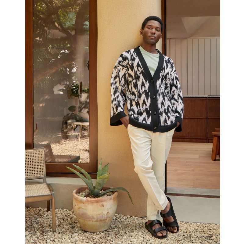 Ikat Organic Cotton Knitted Cardigan Man image