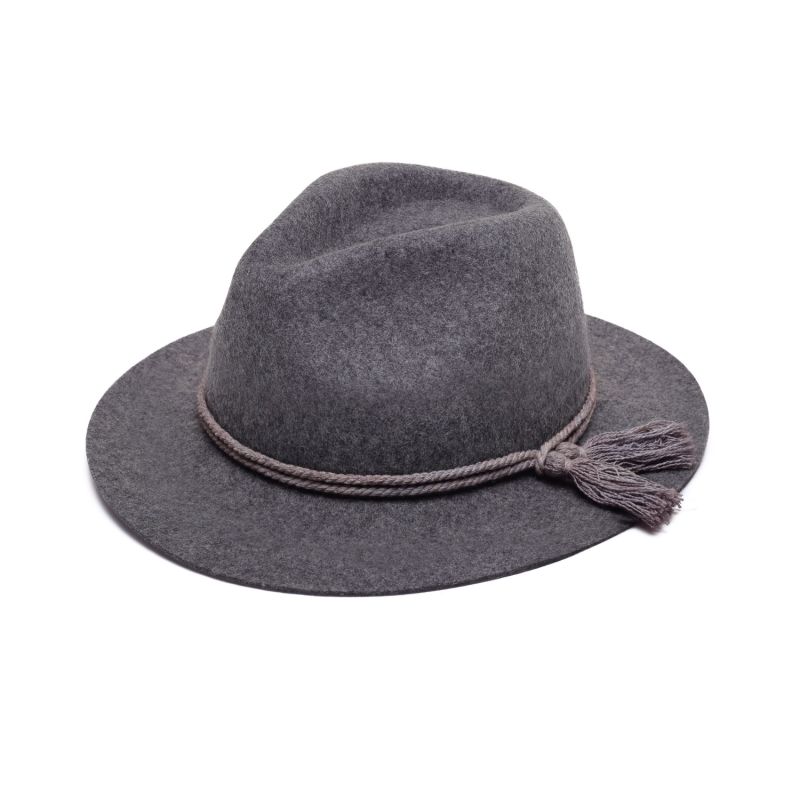 Grey Fedora Hat With Cotton Tassels image