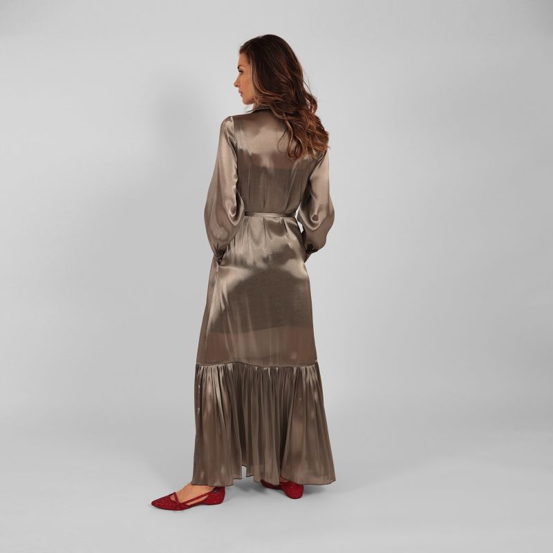 Ilu Long Sleeve Maxi Shirt Dress Silver image