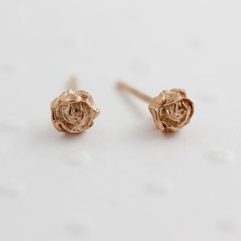 Tiny Rose Stud Earrings Rose Gold image