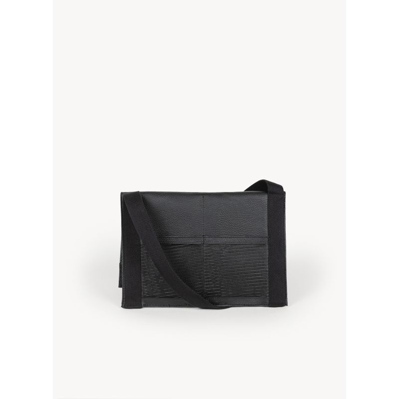 Men's Leather Shoulder Bag - Black image