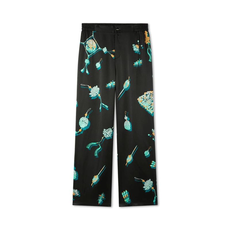 Imperial Charms Silk Pants Black image