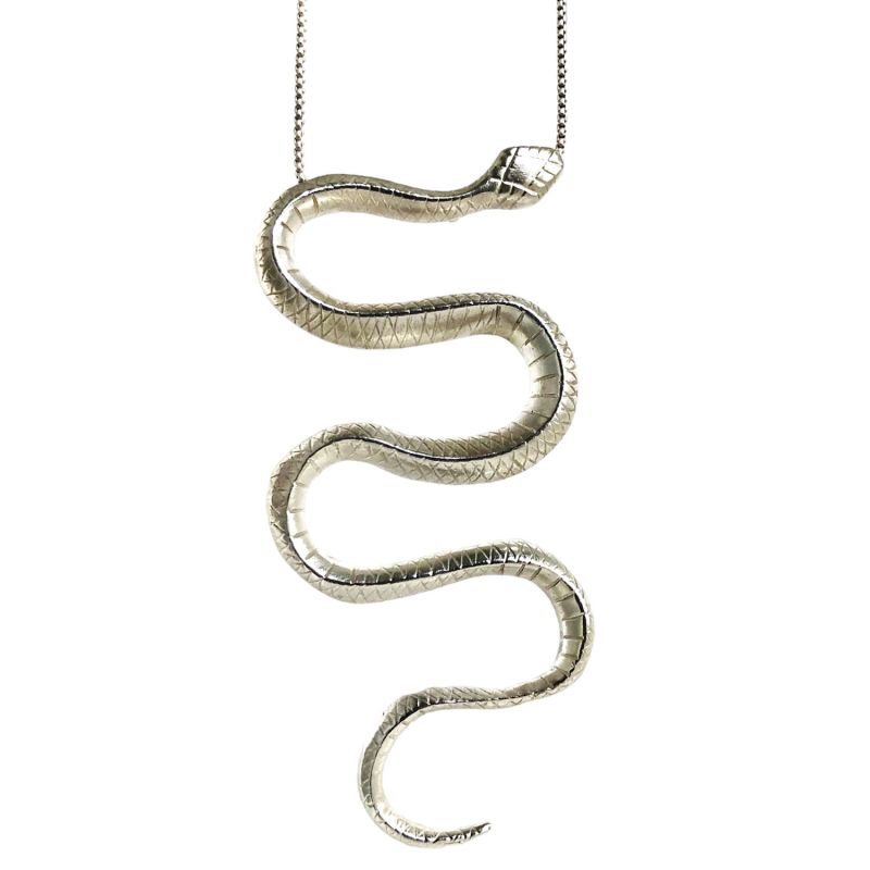 Inca Snake Pendant Necklace- S.Silver image