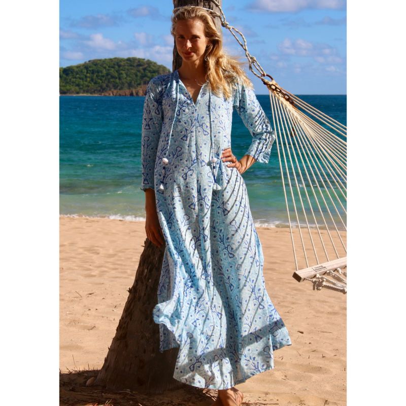 Indigo Flow Cotton Kaftan image