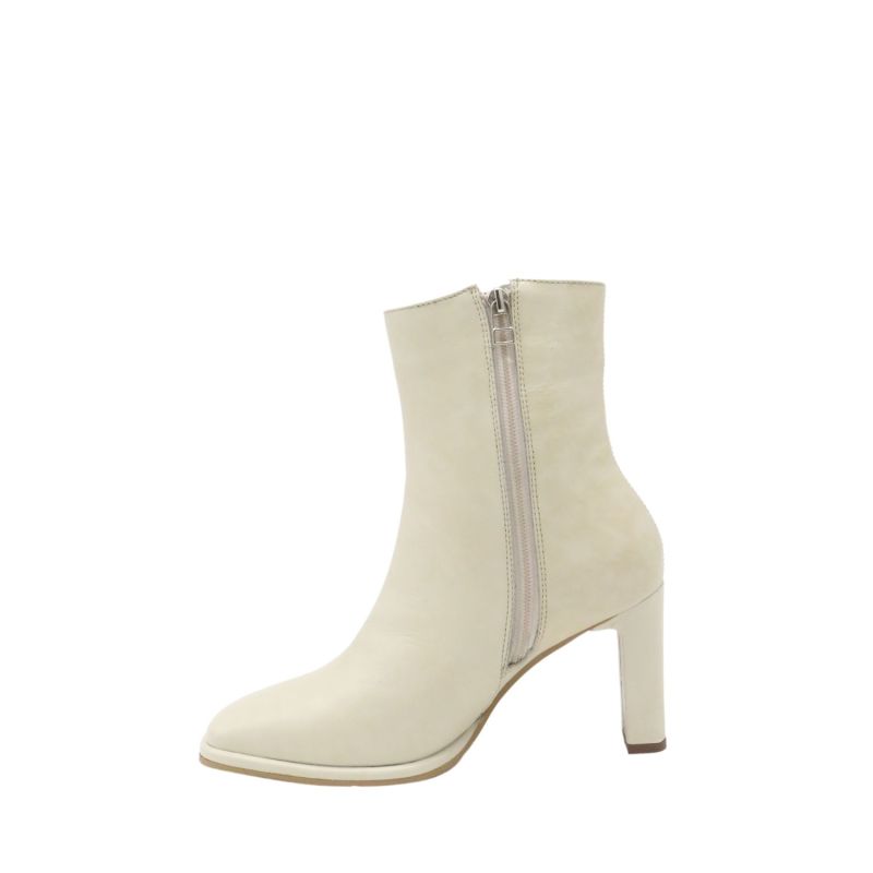 Indigo Heeled Ankle Boots In Ivory Leather image