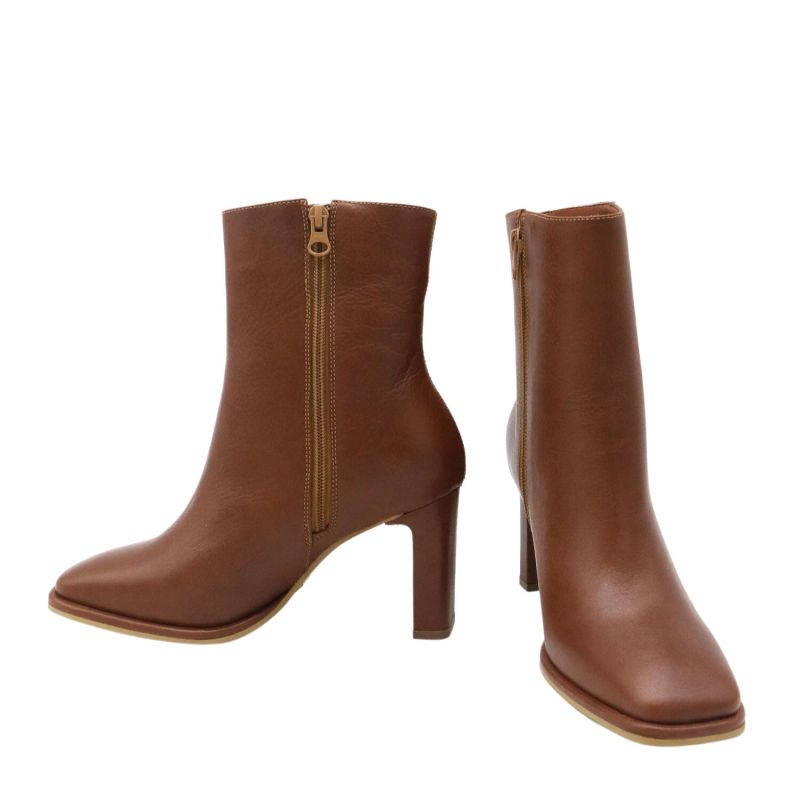 Indigo Heeled Ankle Boots In Tan Leather image