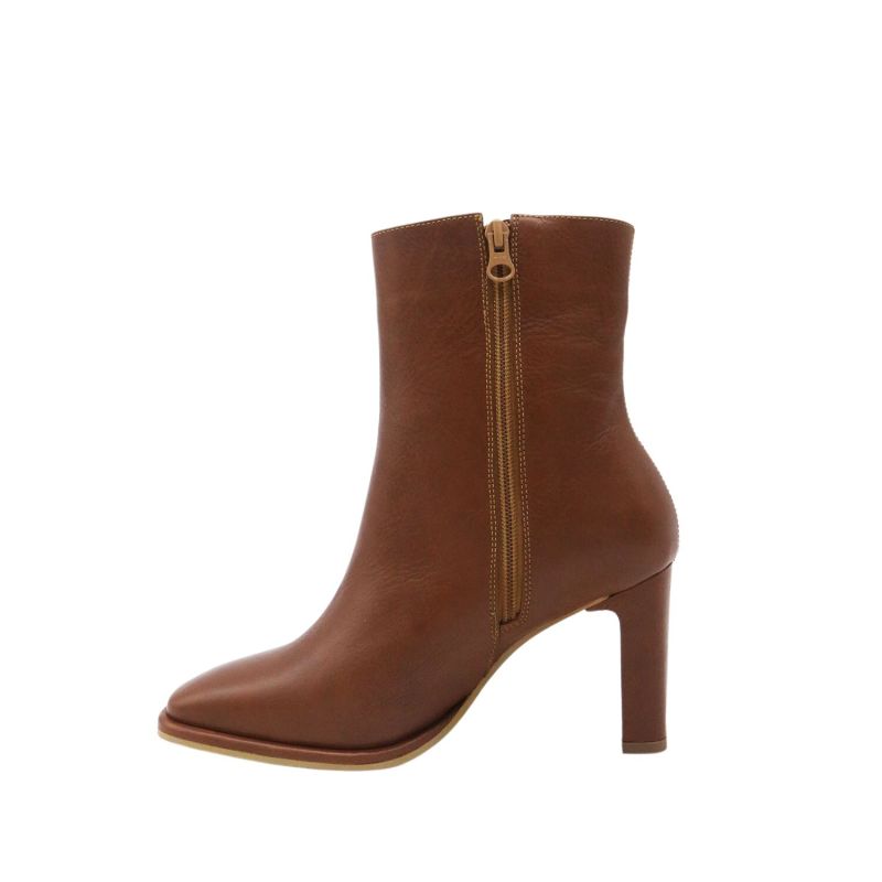 Indigo Heeled Ankle Boots In Tan Leather image