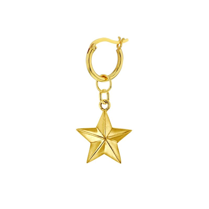 Gold Plated Mini Star On Gold Hoop Single image