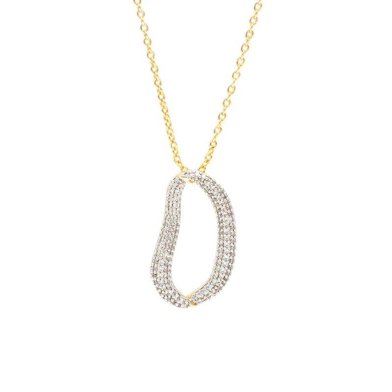 Infinity Gold Pavé Diamond Irregular Hoop Pendant Necklace image