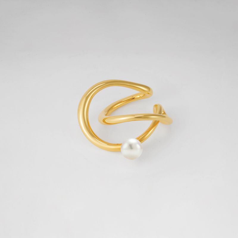 Infinity Pearl Ear Cuff - Gold image