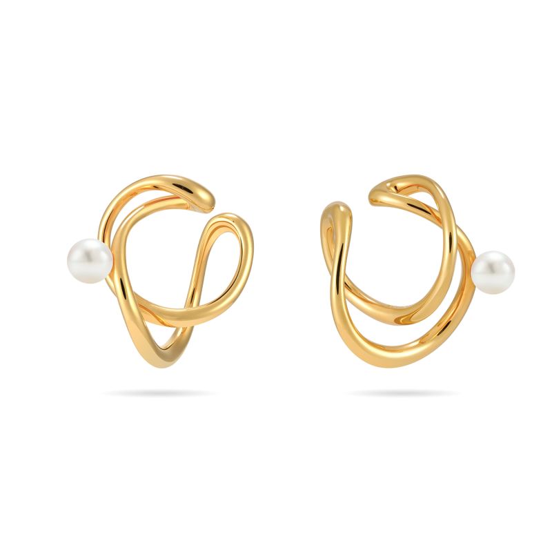 Infinity Pearl Ear Cuff - Gold image