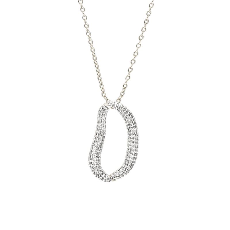 Infinity Silver Pavé Diamond Irregular Hoop Pendant Necklace image