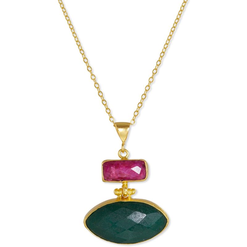 Innana Ruby And Emerald Pendant Necklace image