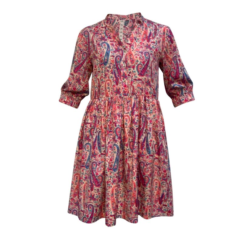 Sara -Pink Paisley Skater Style Shirt Dress image