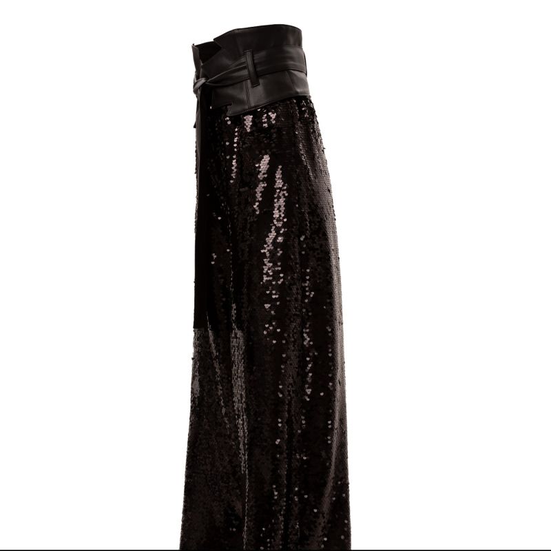 Occasion Black Palazzo Sequin Trousers image