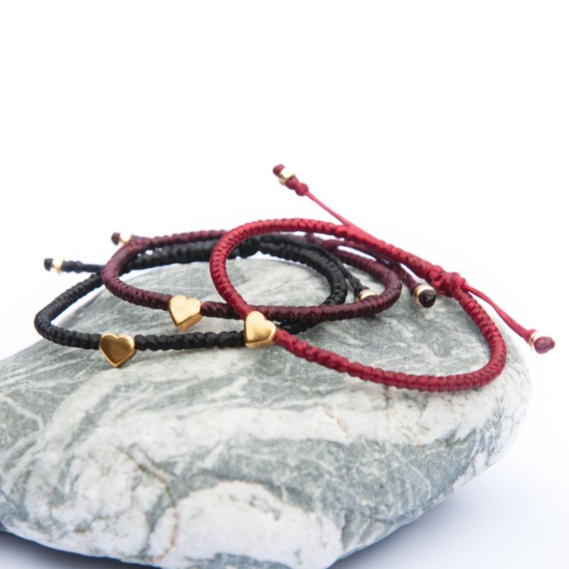 Valentino Red String Bracelet With Gold Heart Bead Red Harbour UK