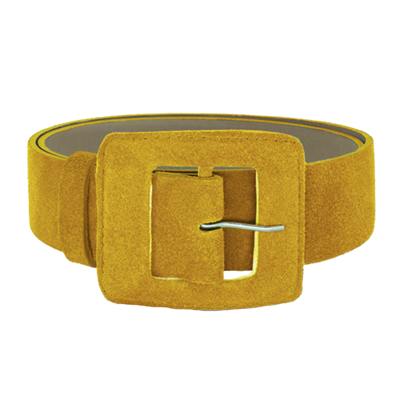 Suede Square Buckle Belt - Mustard image