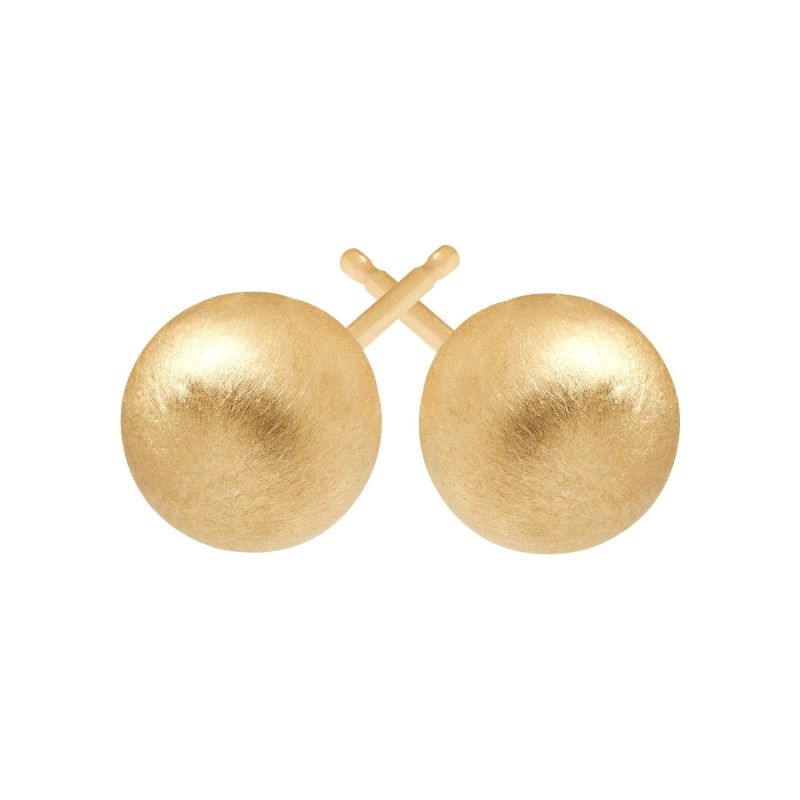 9.5mm Satin Ball Stud Earrings In 14Kt Yellow Gold 9.5Mm image