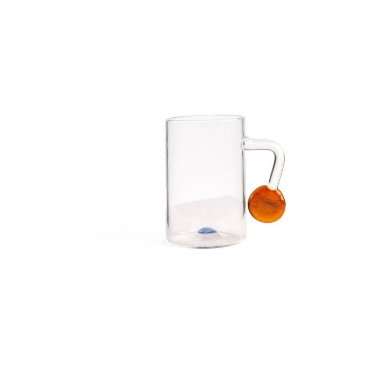 Small Glass Coffee Cup With Red Dot Handle image