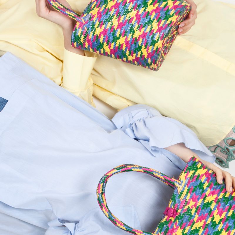 Arcoiris Multicolor Mini Tote Straw Bag image