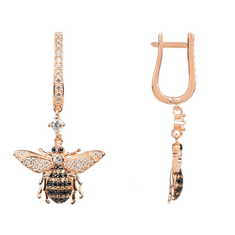 Honey Bee Drop Earrings Rosegold image