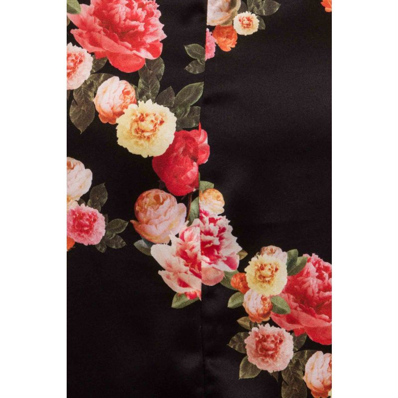 Black Peony Silk Mini Skirt image