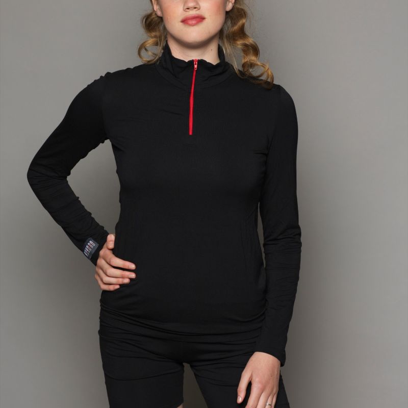 Bamboo Long Sleeve Zipper T-Shirt - Black image