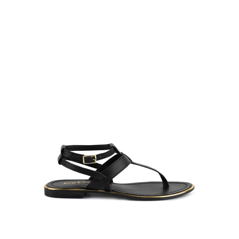 Irene Black Flat Thong Sandals image