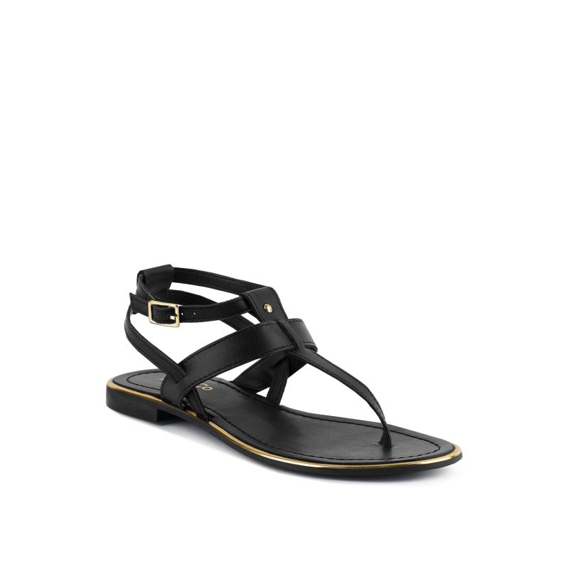 Irene Black Flat Thong Sandals image