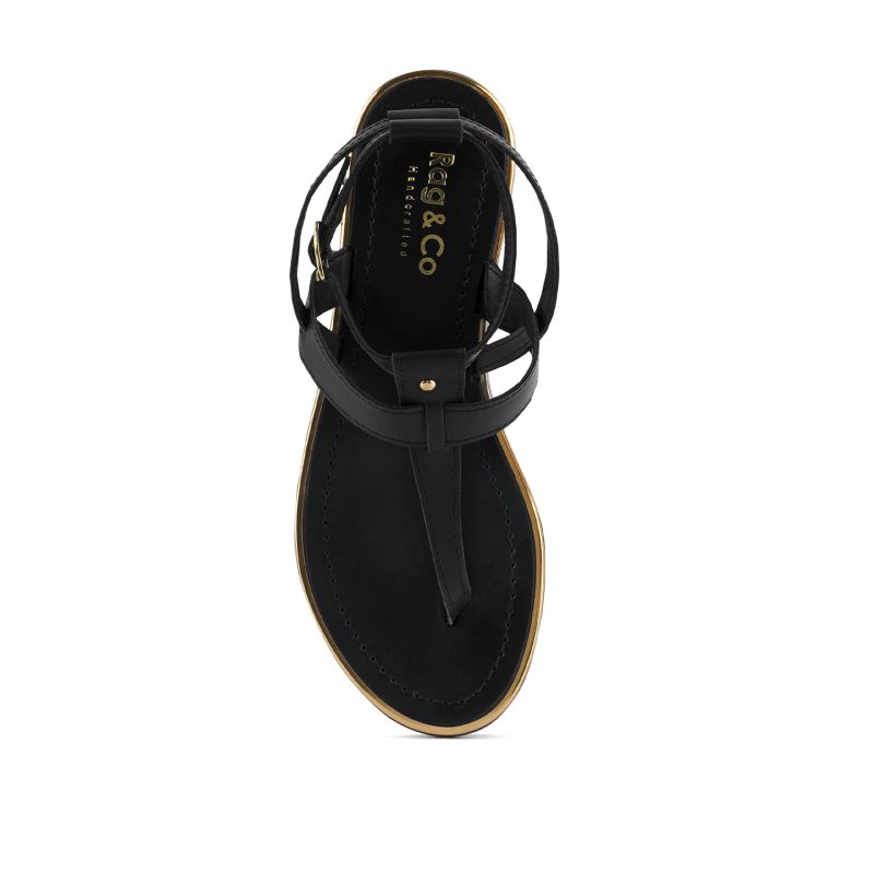 Irene Black Flat Thong Sandals image